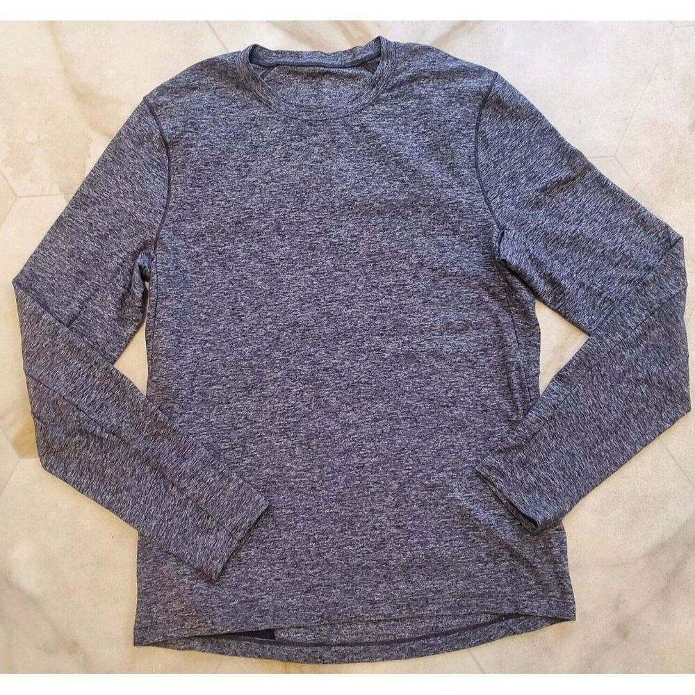 Lululemon Men's Heather Gray Long Sleeve Hidden Zip Pocket Shirt SMALL